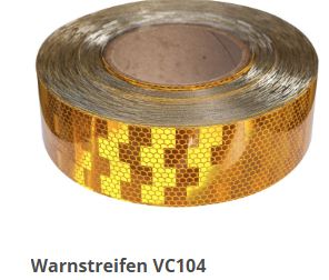 Reflektorfolie Warnstreifen VC104 gelb 50mm x 80mm