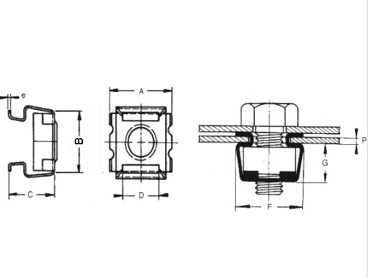 Käfigmutter M6 / 8,3 / 1,2 - 1,6 mm