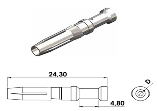 [K_00540[1.0]] Kontaktbuchse 2,5 mm / 0,75-1,0 mm ², versilbert